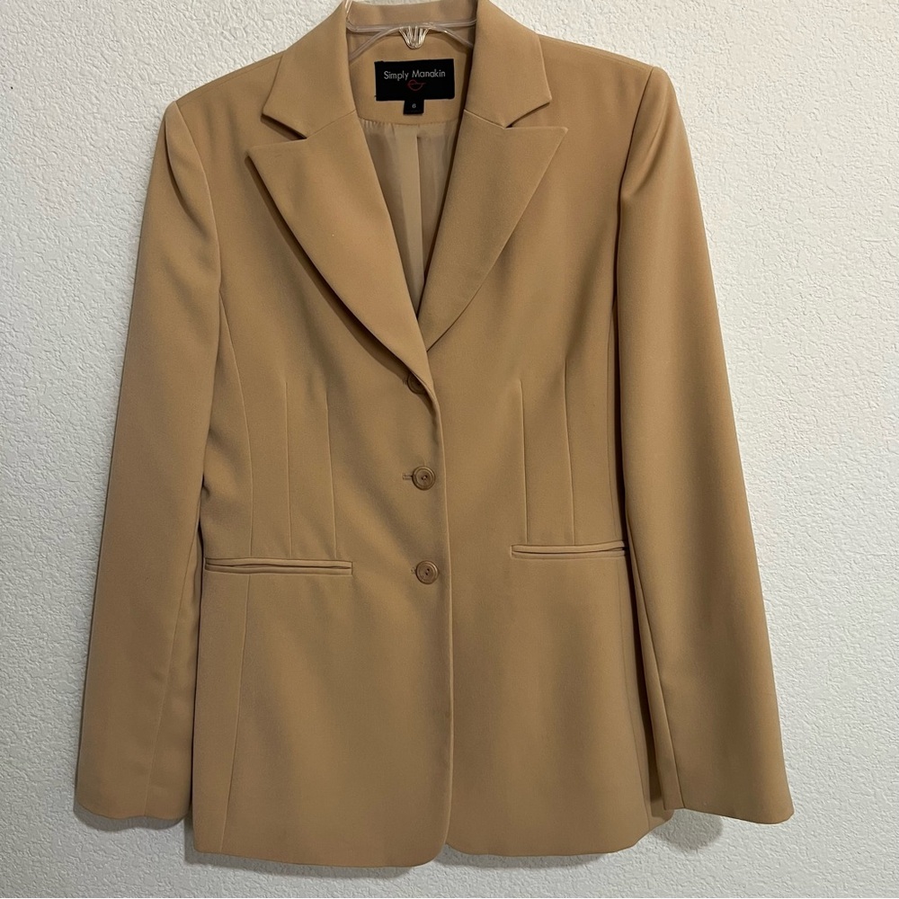 Simply Manakin Tan Career Blazer Suit Jacket Size 6